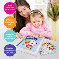 23 x Brand New Funto Unicorn Pompom Painting Art Set - 1100 Colorful Pompoms and Accessories Included, Canvas and Premium Frame for Home Decoration DIY Painting for Kids and Adults - RRP €469.2