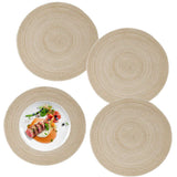 1 x Brand New 4 Pieces Round Cotton Placemats, Round Placemats, Table Set Placemats Round, 15 Inch Round Non-Slip Washable Placemats for Home Kitchen, Dining Table, Outdoor Use Beige  - RRP €16.55