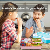 1 x RAW Customer Returns RUHMEX lunch box for children with compartments 1350ML, lunch box for children, bento box, leak-proof with 5 compartments, cutlery set, breakfast box for girls, boys, kindergarten, lunch box for adults pink  - RRP €15.12