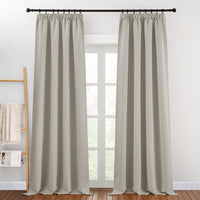 1 x RAW Customer Returns PONY DANCE living room curtains with ruffle tape, set of 2, opaque thermal curtains, cold protection, blackout curtain, ruffle tape for rail, natural, H 245 x W 140 cm - RRP €46.33