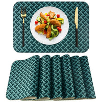 2 x Brand New CLTPY faux leather dining mat, 45x30cm square placemats washable, washable placemats, non-slip placemats and heat-resistant dining mat dark green, 6 pieces  - RRP €38.9