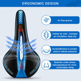 1 x RAW Customer Returns Asvert MTB Saddle Ergonomic Bicycle Saddle with Reflective Tape Comfortable Memory Foam Padding with Springs Suitable for All Types of Bicycles Black Blue  - RRP €20.99