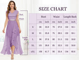 1 x RAW Customer Returns Dressystar V-Neck Evening Dress Long Elegant for Wedding Hi-Lo Wedding Guest Maxi Floral Lace Prom Dress Lavender M - RRP €65.53