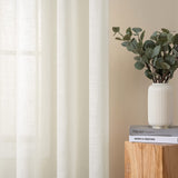 1 x RAW Customer Returns MIULEE Set of 2 Voile Curtains Sheer Linen Curtain with Eyelets Transparent Linen Look Curtain Eyelet Curtain Living Room Window Curtain Translucent Decorative Curtain Bedroom 140 x 245 cm W x H Ivory White - RRP €31.25