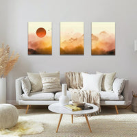 1 x RAW Customer Returns Artscope 3-piece canvas print with sunrise, fog and forest motif art print - modern wall picture for bathroom living room wall decoration - 30 x 40 cm - RRP €26.92