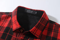 1 x Brand New SSLR Men s Flannel Shirt Long Sleeve Shirt Lumberjack Shirt Men s Long Sleeve Button Down Checkered Shirt X-Large, Red Black Black  - RRP €26.46