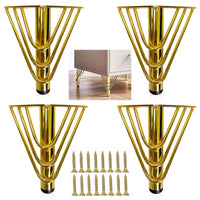 1 x RAW Customer Returns KMERCE 4pcs furniture feet metal gold 15cm, cabinet feet, dresser feet, sofa feet, feet for furniture, table legs for coffee table, sofa, TV cabinet, bed, sideboard, with screws anti-slip mute base - RRP €30.24