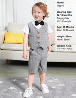 1 x RAW Customer Returns mintgreen baby suit boy wedding, christening outfit vest set, grey checked, 5-6 years, 130 - RRP €33.9