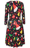 1 x RAW Customer Returns AIDEAONE Women s Christmas Dress 3 4 Sleeve Midi Soft Dress Funny Print Black - RRP €28.84