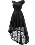 1 x RAW Customer Returns Homrain Women s Elegant Lace Dress Bridesmaid Dresses Festive Party Knee-Length Cocktail Dress Off Shoulder Rockabilly Retro Dress Evening Dresses Black S - RRP €48.99