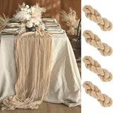 1 x RAW Customer Returns LOMOHOO Cheesecloth Table Runner Boho Gauze Beige Table Runner Rustic Decoration 118 Inch Long Table Runner Fabric for Wedding Arch, Birthday Party, Table Decoration Champagne, 4 Pieces 90x300cm - RRP €27.99