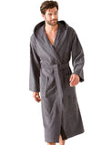 1 x RAW Customer Returns Morgenstern bathrobe men XXL with hood terry cloth grey soft dressing gown sauna bathrobe bathrobe men calf-length long sleeve size XXL - RRP €50.36