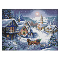 1 x RAW Customer Returns Cukol Cross Stitch Embroidery Kits Pre-Printed Set Adult Snow Scene Embroidery Templates Embroidery Pictures Pre-Printed Cross Stitch Embroidery Kit Embroidery Embroidery Picture Set for Adults Beginners Cross Stitch - RRP €17.05