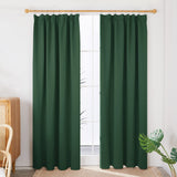 1 x RAW Customer Returns Deconovo Curtains Opaque Curtains Blackout Curtains Thermal Curtains with Gathering Tape Thick Thermal Curtain Cold Protection Heat Protection, 180 x 140 cm Height x Width , Forest Green, Set of 2 - RRP €42.49