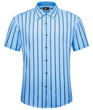 1 x RAW Customer Returns JACKETOWN Shirt Men s Short Sleeve Striped Shirt Men s Summer Casual Regular Fit Casual Shirt Men s Short Sleeves Light Blue L - RRP €28.27