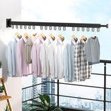 1 x RAW Customer Returns SYULCR 120 cm Foldable Wall Drying Rack, Aluminum Wall Hanger, Extendable Outdoor Balcony Clothes Airer for Balcony, Laundry, Wardrobe, Kitchen, Bathroom Black  - RRP €36.29