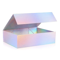 1 x RAW Customer Returns Magnetic gift boxes with lid, 320x240x90 mm large gift boxes for gifts, holographic silver luxury box made of foldable cardboard with magnetic closure 1 piece  - RRP €16.13