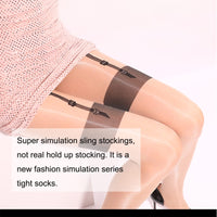 1 x Brand New HTRUIYATY Shiny Tights Back Seam Dots Open Crotch Stockings Imitation Suspenders Fashion Sexy Women s Pantyhose - RRP €22.8