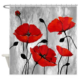 1 x RAW Customer Returns Violetpos Red Poppies Shower Curtain Bathroom Decorative 160 x 180 cm - RRP €29.23