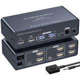 1 x RAW Customer Returns VEDINDUST KVM Switch 2 PC 2 Monitors 4K60Hz KVM Switch Dual Monitor KVM Switches 2 Monitors Share 4 USB Devices With 1 Desktop Control USB C Not Supported  - RRP €70.06