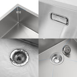 1 x RAW Customer Returns Auralum kitchen sink made of stainless steel, kitchen sink 55x44cm, built-in sink 1 basin with siphon, drain and overflow fitting, suitable for surface-mounted, built-in or undermount installation type - RRP €139.99