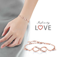 1 x RAW Customer Returns Billie Bijoux Infinity Infinity Symbol Women s Bracelet 925 Sterling Silver Zirconia Bracelet Adjustable Charm Bracelet for Mother s Day 2- rose gold  - RRP €34.99