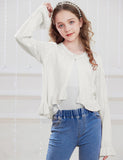 1 x Brand New GRACE KARIN Girls Bolero 116 Children Cardigan Knitted Cardigan 122 Long Sleeve Shoulder Jacket Ivory White - RRP €27.6