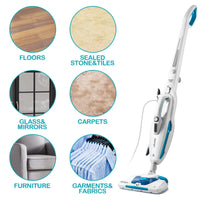 1 x RAW Customer Returns Stemoo 331641 Double steam mop, dual function with portable steam cleaner, 19 accessories, eliminates 99.9 of viruses, germs and bacteria, ECO cleaning without chemicals - RRP €112.38