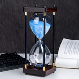 1 x RAW Customer Returns Large Hourglass, Sandglass Timer 60 Minutes, Vintage Wooden Hourglass Timer, Modern Decoration for Home, Kitchen, Office Blue  - RRP €35.27