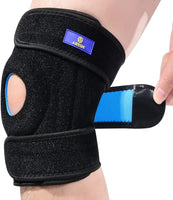 1 x RAW Customer Returns ABYON Knee Brace with Patella Gel Pads Spring Side Stabilizers for Knee Pain, Swollen, Meniscus Tear, Arthritis, ACL, PCL, MCL, Recovery, 4 Sizes Black, Large  - RRP €19.99