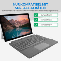 1 x RAW Customer Returns Rii Surface Keyboard for Microsoft Surface Pro 9 Pro 8 Pro X, Bluetooth 5.2 Keyboard with Touchpad and 7-Color Backlight - Gray QWERTZ, German Layout  - RRP €60.49