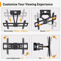 1 x RAW Customer Returns Perlegear TV wall mount for screens from 37 - 75 inches, LED, LCD, plasma and curved, TV mount, tiltable and swiveling, VESA 200 x 100 - 600 x 400 cm, max. load capacity 60 kg - RRP €33.98