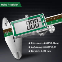 1 x RAW Customer Returns Wanoore Digital Caliper, 150mm 6 inch Precision Digital Caliper Stainless Steel, Industrial Measuring Tools Large LCD Display Digital Caliper Depth Gauge for Outside Inside Steps and Depth Measurement - RRP €30.86