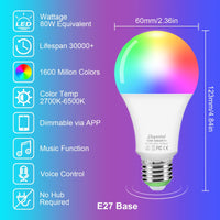 1 x RAW Customer Returns Alexa Light Bulbs E27 Smart LED Lamp, 10W WiFi Color Changing LED RGB Bulb 16 Million Colors, App Control Dimmable Bulb Lamp Warm White 2700K Cold White 6500K , 2PCS - RRP €19.67