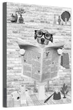 1 x Brand New MKHFUW Newspaper Animal Toilet Animal Canvas Poster Art Print, Funny Bathroom Black and White Wall Art, Frameless Dog, 60 x 90 cm  - RRP €29.36