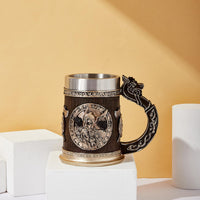 1 x RAW Customer Returns OTARTUDE Viking Mug, Norse Mythology Viking God Odin and Thor Beer Mug, Stainless Steel Beer Stein, 550ml, Beer Gift for Men, Father s Day - RRP €33.67