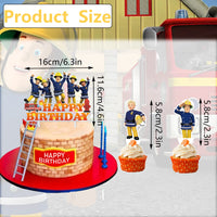 5 x Brand New Fireman Sam Cupcake Topper, PIIMNT Sam Fireman Muffin Decoration, 25 Pieces Fireman Cake Decoration, For Decorating Birthday Cakes - RRP €40.25