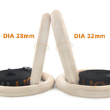 1 x RAW Customer Returns 5BILLION Gymnastic Rings Wooden Gymnastic Rings Gymnastics for Fitness with High-Strength Nylon Straps with Quick Buckle Fasteners Made of Metal Adjustable-32mm - RRP €37.37