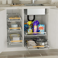 1 x RAW Customer Returns SANNO Extendable Cabinet Organizer Kitchen Sliding Shelf Under Sink Expandable Drawer Shelves with Sliding Roll Out Drawer for Pots Pans 1 Pack  - RRP €49.99