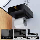 3 x RAW Customer Returns FunlyGo toilet paper holder without drilling with compartment, toilet paper holder with wet wipes box and with storage box, black toilet paper holder with shelf for bathroom - RRP €59.64