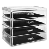 1 x RAW Customer Returns HJZ Makeup Organizer, Acrylic Cosmetic Make Up Storage Organizer Drawers 23.5x13x19.5 cm 4 Levels 4 Drawers Large, Storage Boxes for Jewelry and Cosmetics, Transparent - RRP €33.43