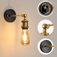 1 x RAW Customer Returns Comely 2 Pack Wall Lamp Indoor, Gold Vintage Wall Light 270 Adjustable Metal Wall Lighting, Industrial Wall Lamps Retro for Bedroom Bedroom Dining Room Study Room Without Light Source - RRP €19.15