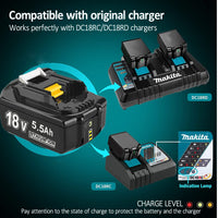 1 x RAW Customer Returns 2 pieces replacement battery for Makita 18V 5.5Ah BL1860B BL1860 BL1850 BL1840 BL1860B BL1830 BL1815 BL1845 BL1860B 194205-3 LXT-400 - RRP €57.47