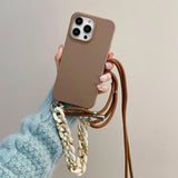 1 x RAW Customer Returns Rokmym Cell Phone Chain Case for iPhone 14 Pro Max with Bracelet Necklace Cell Phone Case with Adjustable Lanyard Stylish Shockproof TPU Silicone Case Protective Case with Strap Case for iPhone 14 Pro Max, Brown - RRP €21.6