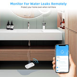 1 x RAW Customer Returns WiFi water detector water alarm 2.4 G WiFi , 90 dB water sensor alarm and app alarm, water detector WLAN for pipes, bedroom, kitchen, bathroom, basement 4-pack  - RRP €48.82