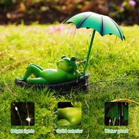 1 x RAW Customer Returns Foreverup Funny Frog Garden Decoration Waterproof Garden Decoration Solar Lamps Umbrella Frog Figurine, Cute Pond Decoration Resin Animal Garden Sculpture Ornaments For Patio Lawn House Yard - RRP €23.18