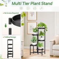 1 x RAW Customer Returns iDavosic.ly 5 Tier Metal Plant Stand Flower Pot Stand, Multi-Tier Plant Shelf Flower Shelf Plant Stairs for Room Corner, Living Room, Balcony, Terrace, Yard Round, Black  - RRP €51.48