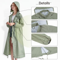 1 x RAW Customer Returns Ynport Crefreak Women s Raincoat Waterproof Jacket Long Lightweight Rain Jacket Breathable Outdoor Jacket Windbreaker with Hood Outdoor Poncho Green, XL  - RRP €29.22