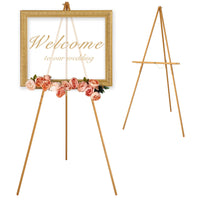 1 x RAW Customer Returns VISWIN 160cm H Wooden Easel with Tripod for Wedding Poster, Poster, Artist Easel with Tray for Painting, Canvas, Folding Easel - Gold - RRP €36.29