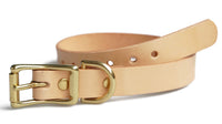 1 x Brand New Solid Brass Leather Collar for All Small, Medium Dogs and Cats Beige, L for 14 -18 Neck  - RRP €20.16